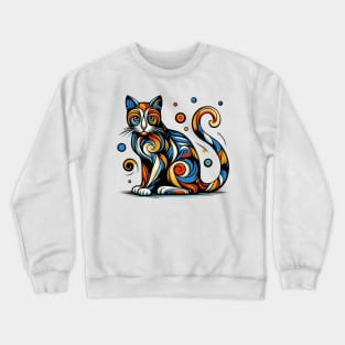 Pop art cat illustration. cubism cat illustration Crewneck Sweatshirt